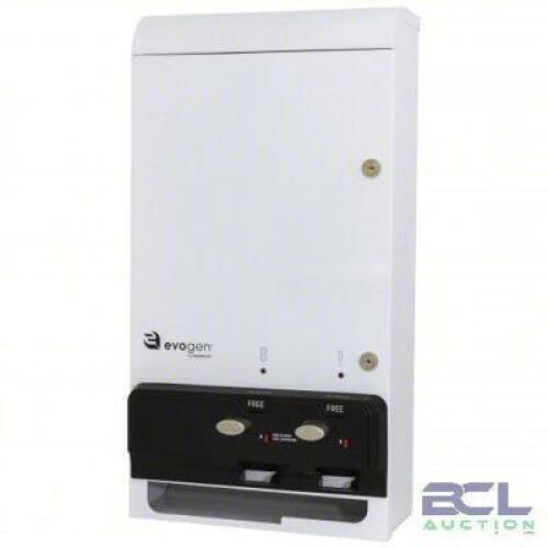 DESCRIPTION: (1) SANITARY NAPKIN AND TAMPON DISPENSER BRAND/MODEL: EVOGEN #447J98 INFORMATION: WHITE, STAINLESS STEEL, COIN FREE SIZE: 26" X 14" X 5-5