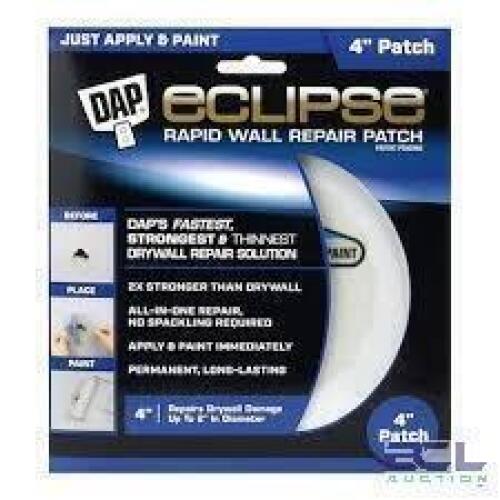 DESCRIPTION: (8) RAPID WALL REPAIR PATCH BRAND/MODEL: DAP ECLIPSE #11593597 SIZE: 4" RETAIL$: $11.99 EA QTY: 8