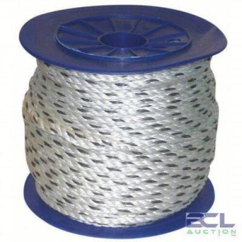 DESCRIPTION: (1) SPOOL OF ROPE BRAND/MODEL: PRODUCT NUMBER #45AU86 INFORMATION: WHITE WITH BLACK TRACER SIZE: 3/8 IN ROPE DIA, 600 FT ROPE LG, 483 LB