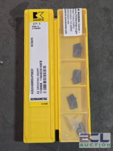 DESCRIPTION: (20) CARBIDE GROOVING INSERTS BRAND/MODEL: KENNAMETAL A3G0400M04P08DF KC5025 RETAIL$: $421.00 QTY: 20
