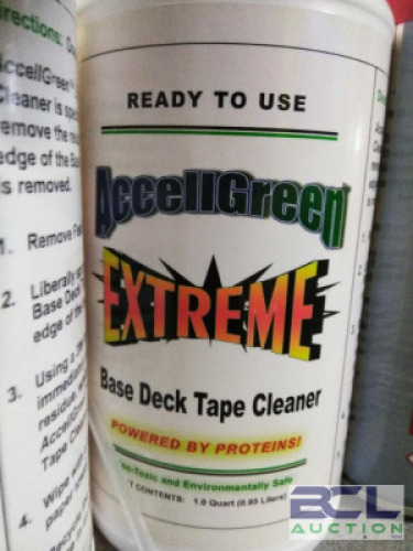 DESCRIPTION: (6) BASE DECK TAPE CLEANER BRAND/MODEL: ACCELLGREEN EXTREME SIZE: 1 QT RETAIL$: $8.00 EA QTY: 6