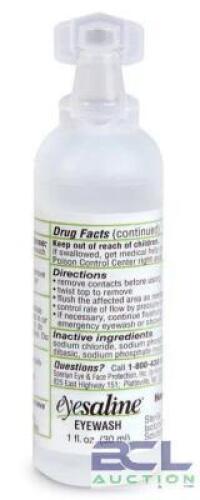 DESCRIPTION: (2) PACK SOF (12) BOTTLES OF STERILE SOLUTION BRAND/MODEL: FIRST AID ONLY EYE WASH SIZE: 1 OZ EA RETAIL$: $54.00 EA QTY: 2