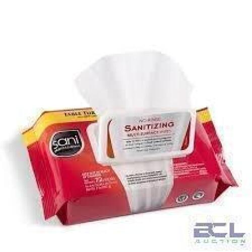 DESCRIPTION: (6) NO RINSE SANITIZING MULTI-SURFACE WIPES BRAND/MODEL: SANI PROFESSIONAL #61CU35 SIZE: 72 WIPES PER CONTAINER RETAIL$: $60.00 TOTAL QTY