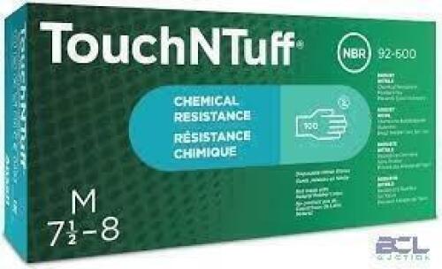 DESCRIPTION: (4) BOXES OF (100) NITRILE ROBUST GLOVES BRAND/MODEL: TOUCHNTUFF #92-600 INFORMATION: BLUE/GREEN SIZE: MEDIUM 7-1/2 - 8 RETAIL$: $44.00 E
