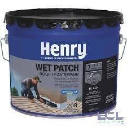 DESCRIPTION: (1) RUBBERIZED WET PATCH ROOF CEMENT LEAK REPAIR BRAND/MODEL: HENRY #208R SIZE: 5 GALLON RETAIL$: $115.49 QTY: 1