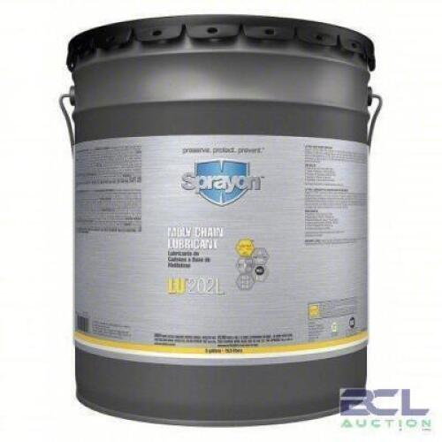 DESCRIPTION: (1) CHAIN AND WIRE ROPE LUBRICANTS BRAND/MODEL: SPRAYON #30WK29 SIZE: 5 GALLON RETAIL$: $314.14 EA QTY: 1