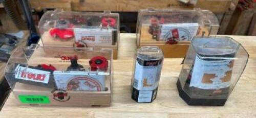 (5) ASSORTED ROUTER BITS SETS.