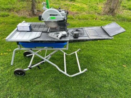 KOBALT 15 AMP 10" BLADE WET SLIDING TABLE TILE SAW WITH STAND.