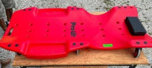 PROLIFT 48" PLASTIC CREEPER W/ DUAL TOOL TRAY AND HEAD REST.