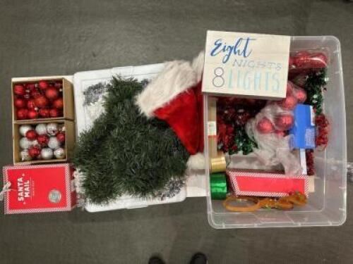 LARGE ASSORTMENT OF CHRISTMAS AND HANUKKUH DECORATIONS