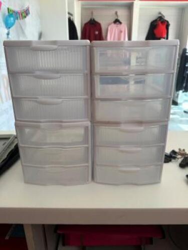 (4) - THREE DRAWER STORAGE BINS