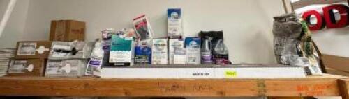 CONTENTS OF SHELF- ASSORTED GROUT AND TILE SUPPLIES