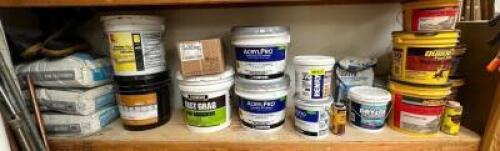 CONTENTS OF SHELF- ASSORTED TILE SUPPLIES