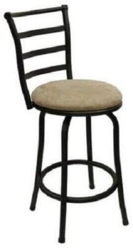 24" SWIVEL BARSTOOL WITH TAN MICROFIBER SEAT CUSHION