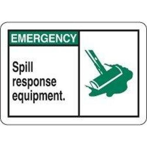 DESCRIPTION: (1) SPILL RESPONSE EQUIPMENT SIGN BRAND/MODEL: BRADY #46758 RETAIL$: $20.00 EA QTY: 1