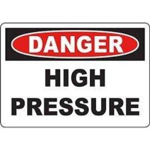 DESCRIPTION: (1) DANGER SIGN BRAND/MODEL: HIGH PRESSURE ZONE INFORMATION: ALUMINUM RETAIL$: $45.87 EA QTY: 1