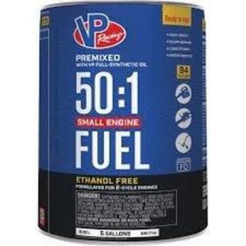 DESCRIPTION: (1) PRE MIXED GAS AND OIL BRAND/MODEL: VP SMALL ENGINE FUELS INFORMATION: 50:1 SIZE: 5 GALLON RETAIL$: $100.00 EA QTY: 1