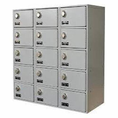 DESCRIPTION: (1) CELL PHONE LOCKER BRAND/MODEL: HALLOWELL #30LW06 INFORMATION: STEEL, 15 LOCKERS, 5 TIERS, 3 WIDE SIZE: 27" X 12" X 30-1/2" RETAIL$: $
