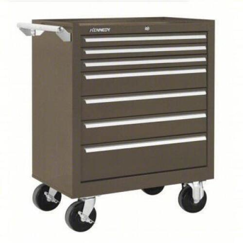 DESCRIPTION: (1) ROLLING TOOL CABINET BRAND/MODEL: KENNEDY #54DM87 INFORMATION: BROWN, HEAVY DUTY, MATTE, BALL BEARING SIZE: 29" W X 20" D X 35" H RET