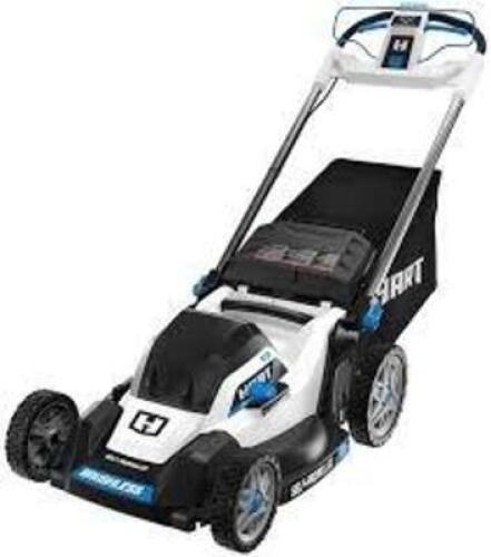 DESCRIPTION: (1) SELF PROPELLED LAWN MOWER BRAND/MODEL: HART INFORMATION: BLACK WITH BLUE SIZE: 20" RETAIL$: $428.00 EA QTY: 1