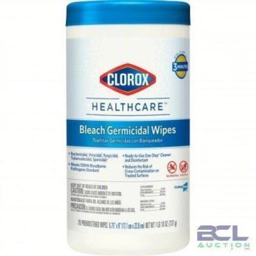 DESCRIPTION: (6) GERMICIDAL DISINFECTING WIPES BRAND/MODEL: CLOROX HEALTHCARE #1XEZ3 SIZE: 70 CT RETAIL$: $137.86 TOTAL QTY: 6