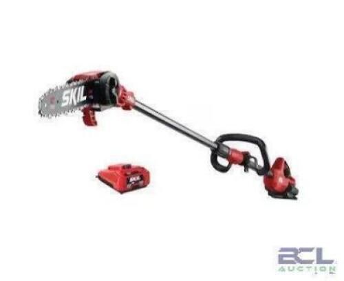 DESCRIPTION: (1) BATTERY OPERATED POLE SAW BRAND/MODEL: SKILL POWER CORE #2546279 INFORMATION: BATTERY AND CHARGER INCLUDED SIZE: 40V 10 FT MAX REACH