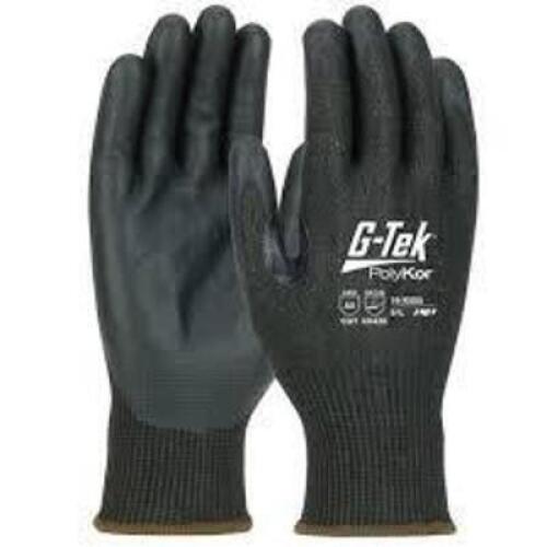 DESCRIPTION: (5) PAIRS OF CUT-RESISTANT GLOVES BRAND/MODEL: PIP G-TEK #16-X585 INFORMATION: BLACK, WATER-BASED POLYURETHANE, 15 SIZE: LARGE, SIZE 9 RE