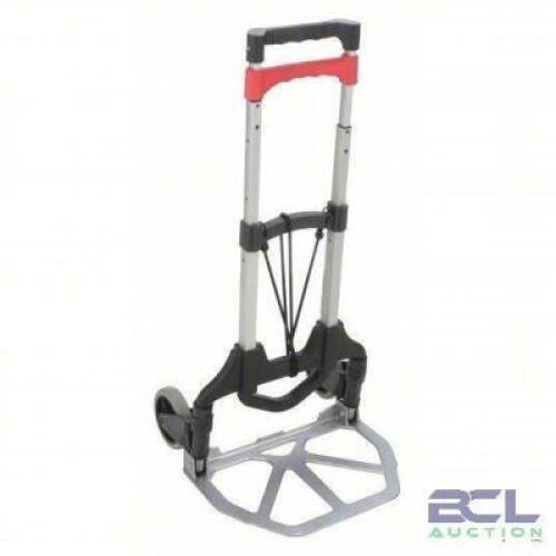 DESCRIPTION: (1) FOLDING HAND TRUCK BRAND/MODEL: PRODUCT NUMBER #2NXC7 INFORMATION: TELESCOPING THIN PROFILE SIZE: 15-1/4" X 11" RETAIL$: $123.50 EA Q