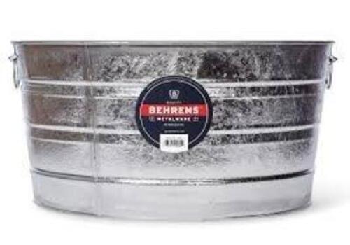 DESCRIPTION: (1) ROUND METAL TUB BRAND/MODEL: BEHRENS #2GS INFORMATION: GALVANIZED SIZE: 15 GALLON RETAIL$: $32.03 EA QTY: 1