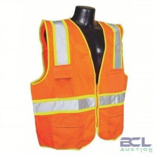 DESCRIPTION: (24) HIGH VISIBILITY VESTS BRAND/MODEL: CONDOR #53YM63 INFORMATION: HI VIZ ORANGE SIZE: 5XL RETAIL$: $30.58 EA QTY: 24