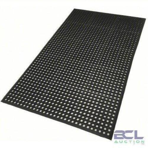 DESCRIPTION: (1) ANTIFATIGUE MAT WITH DRAINAGE ROLES BRAND/MODEL: CONDOR #6LUL2 INFORMATION: BLACK, RUBBER, BEVELED EDGE SIZE: 3' X 10' RETAIL$: $211.