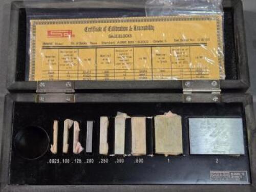 DESCRIPTION: (1) GAGE BLOCK SET BRAND/MODEL: SPI 11-345-6 SIZE: .0625" TO 2" RETAIL$: $444.25 QTY: 1