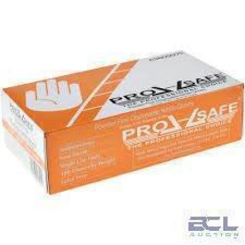 DESCRIPTION: (4) BOXES OF (100) DISPOSABLE NITRILE GLOVES BRAND/MODEL: PRO-SAFE #63605067 INFORMATION: POWDER FREE SIZE: LARGE RETAIL$: $18.57 EA QTY: