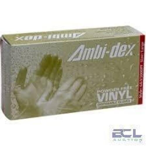 DESCRIPTION: (4) BOXES OF (100) DISPOSABLE POWDER FREE GLOVES BRAND/MODEL: AMBI-DEX #64-V3000PF SIZE: X-LARGE RETAIL$: $29.10 EA QTY: 4