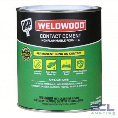DESCRIPTION: (6) CONTACT CEMENT BRAND/MODEL: WELDWOOD #2NJ92 SIZE: 1 QT RETAIL$: $40.00 EA QTY: 6