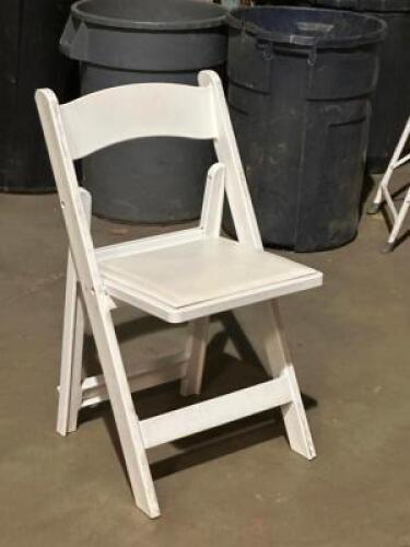 (5) - WHITE PADDED RESIN FOLDING CHAIRS