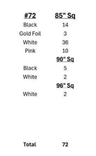(72) - ASSORTED COLORED SQUARE TABLE LINENS