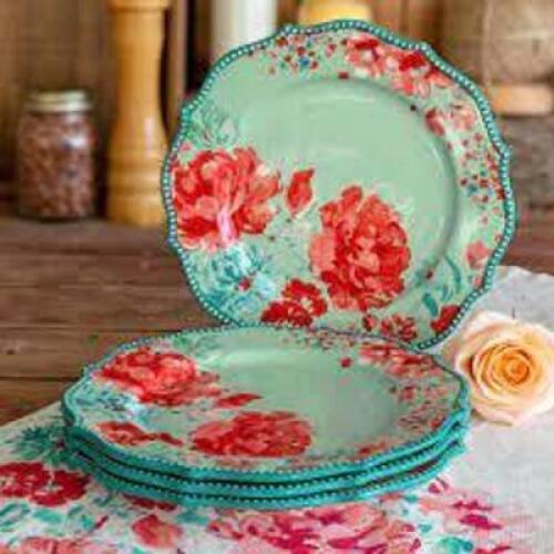 DESCRIPTION: (4) DINNER PLATES BRAND/MODEL: PIONEER WOMAN INFORMATION: GORGEOUS GARDEN RETAIL$: $18.94 TOTAL QTY: 4