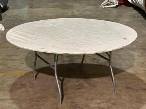 HEAVY DUTY ROUND FOLDING TABLE WITH COVER