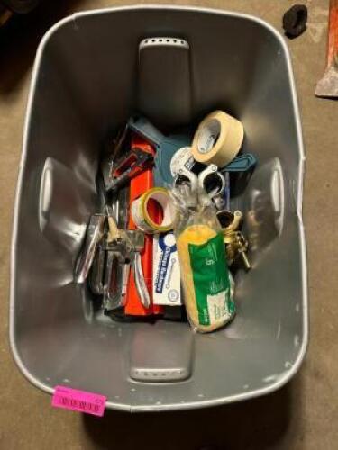 PLASTIC TOTE WITH ASSORTED TOOLS