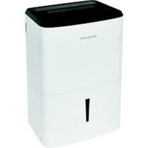DESCRIPTION: (1) DEHUMIDIFIER WITH EFORTLESS CONTROLL BRAND/MODEL: FRIGIDAIRE INFORMATION: WHITE RETAIL$: $200.00 SIZE: 35 PINT QTY: 1