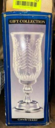 (3)- GLASS CANDLE HOLDERS