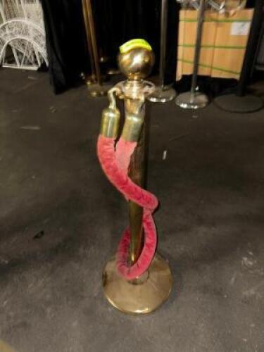 (5)- GOLD STATIONS W/ 6FT VELVET ROPES