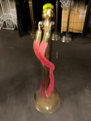(5)- GOLD STATIONS W/ 6FT VELVET ROPES