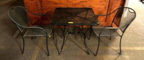 METAL PATIO TABLE WITH TWO CHAIRS