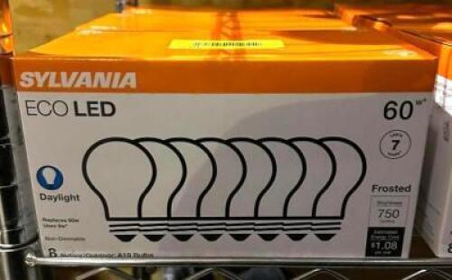(3) 8CT BOXES OF 60W ECO LED DAYLIGHT LIGHT BULBS