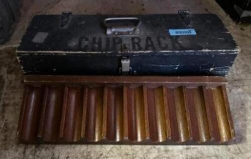 BOX WITH (2) WOODEN CHIP HOLDERS