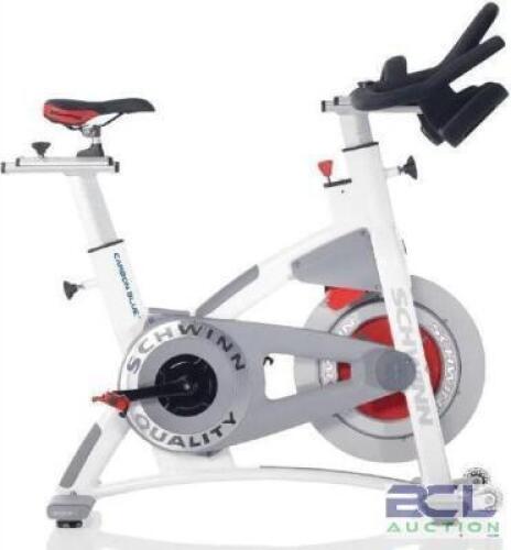 AC PERFORMANCE PLUS INDOOR SPIN CYCLE BIKE WITH CARBON BLUE BELT DRIVE AND (2) - WEIGHT BARS