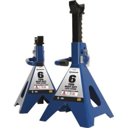 DESCRIPTION: (2) JACK STAND BRAND/MODEL: ULINE #T412002 INFORMATION: BLUE MISSING PARTS MUST COME INSPECT SIZE: 12 TON RETAIL$: $125.00 EA QTY: 2