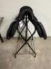 DESCRIPTION 17" BLACK LEATHER DRESSAGE SADDLE WITH BRIDAL, CINCH, AND STIRRUPS. BRAND / MODEL: JD IMPORTS ES001 ADDITIONAL INFORMATION NEW IN THE BOX. - 3